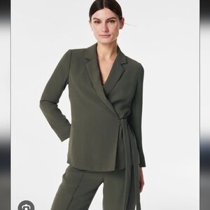 Spanx Carefree Crepe Wrap Blazer XL Olive Green New NWT Office Work